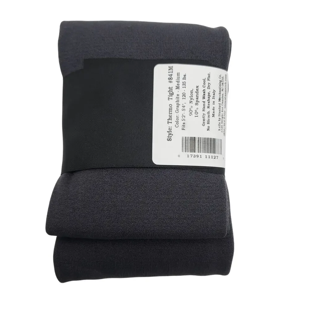 Fleece Lined Tights Graphite MEDIUM B.ella Thermo Gray Italy Winter Warm Cozy‎
